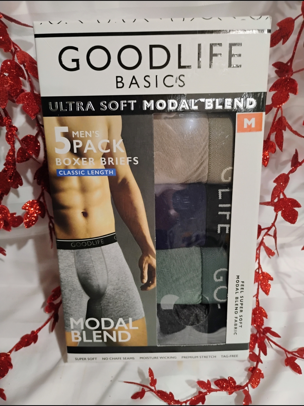 Goodlife Men's Boxer Brief 5-Pack – Gray, Beige, Navy, Green, Black